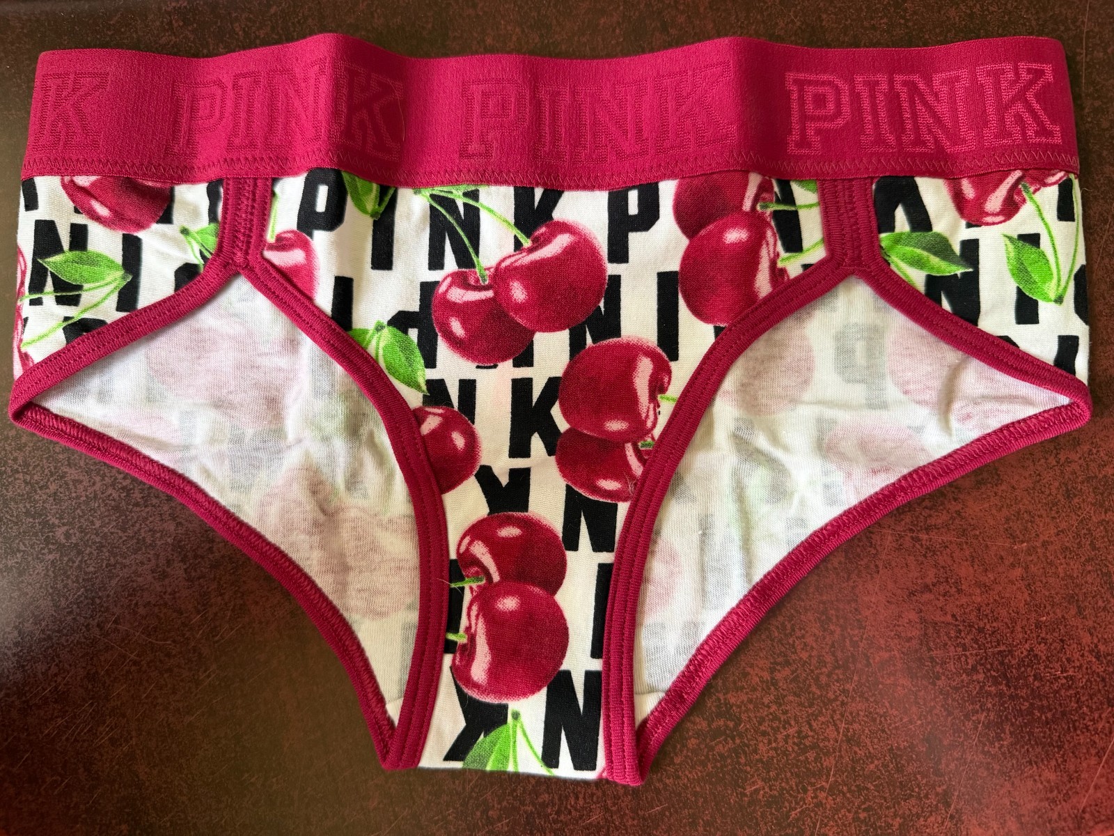 Victoria’s Secret PINK Cherry Print Bikini Panties Waistband VTG Rare XS/S/M/L
