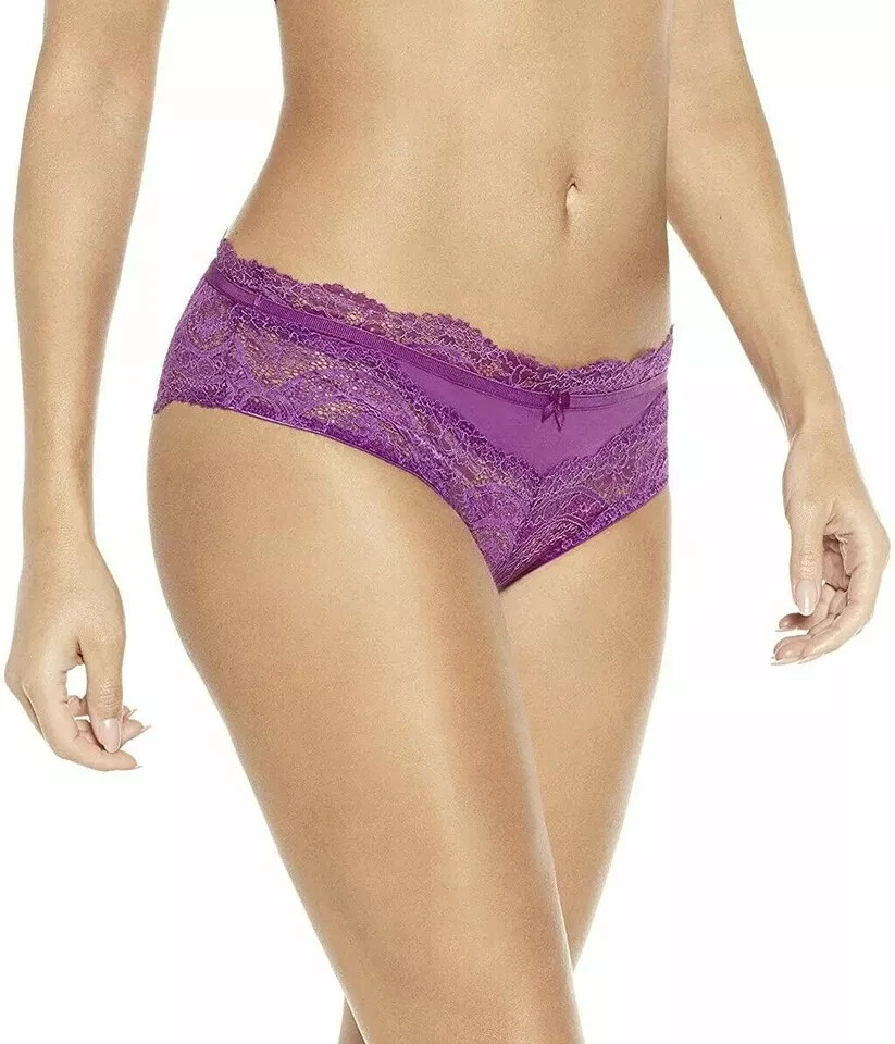 Sylvie Flirty Aurora Brief Size 6 Purple Sheer Lace Brazilian Knickers 2303 New