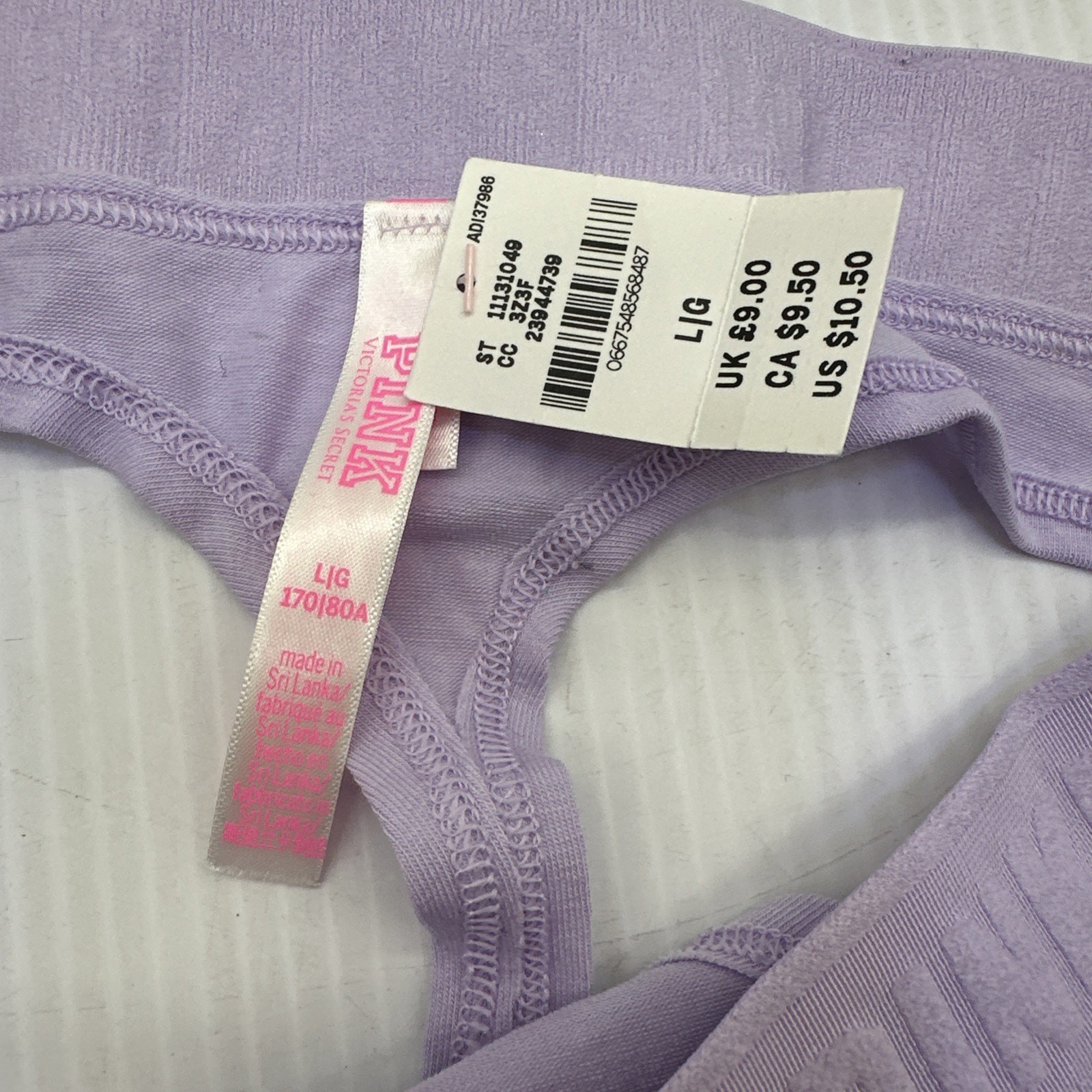 Victoria Secret PINK Panties Lot Of 3 Large Thong Pink, Lavender, Black {107}
