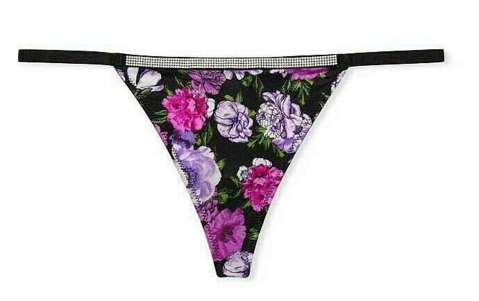 XL Victoria Secret Very Sexy Bombshell Rhinestone Shine V-String Bling Panty NEW