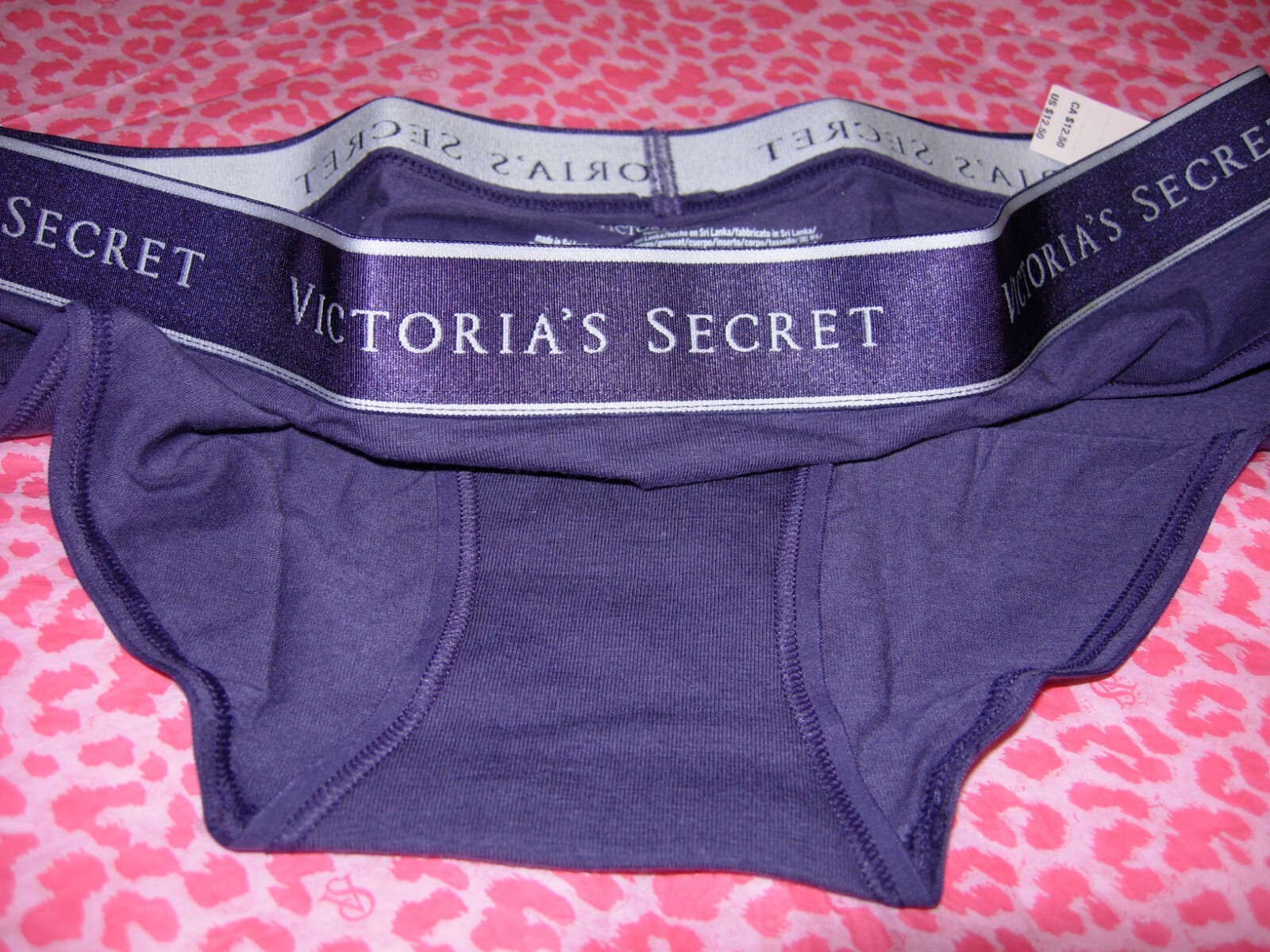 Victoria’s Secret Sexy Hiphugger Smooth Classic Purple Block LOGO Shine XS NWT