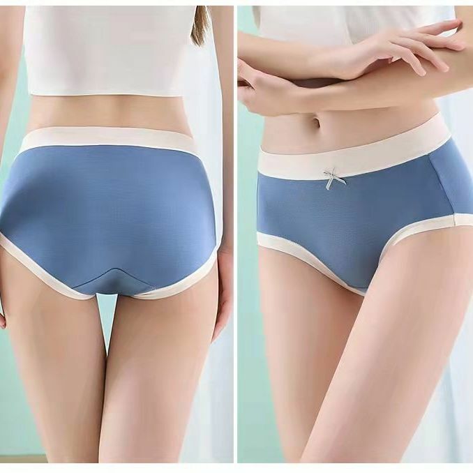4 Pack Antibacterial Women Modal Cotton Underwear Sexy Panties Soft Mid-waist
