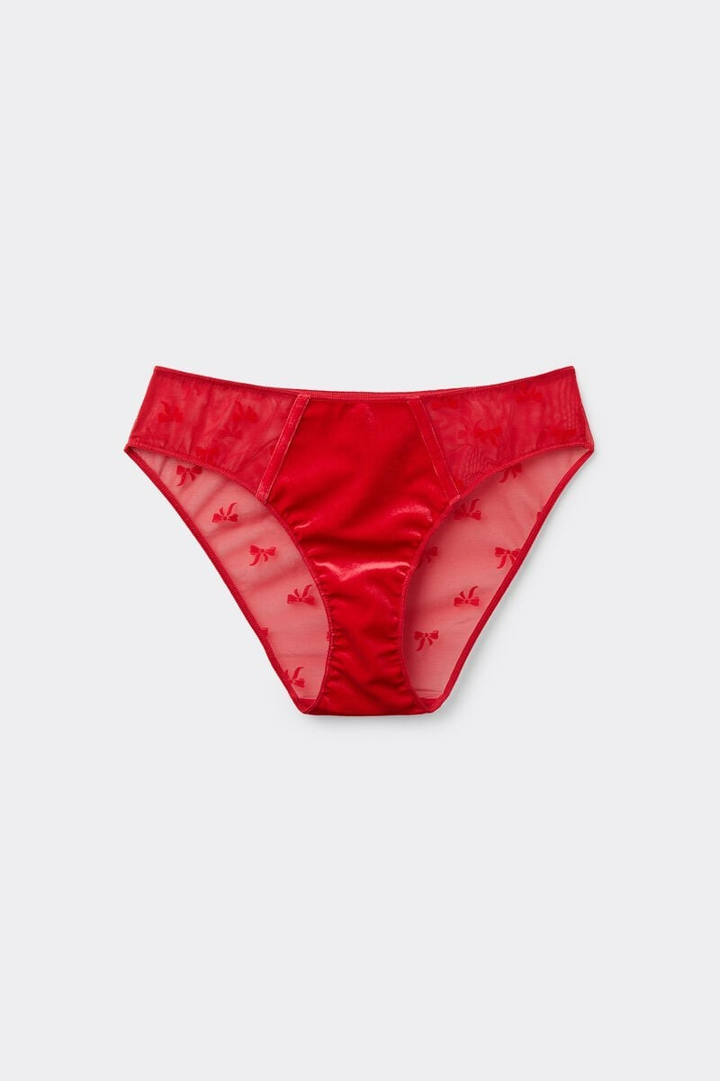 RED VELVET HIGH WAIST BRIEFS L – UK 14 BRIEF BRAZILIAN HIGH WAIST WINTER RED
