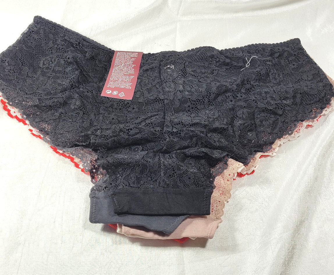 H&M 5 Pack Low Rise Cheeky Shorty Lace Hipsters Panties – Large (12/14)