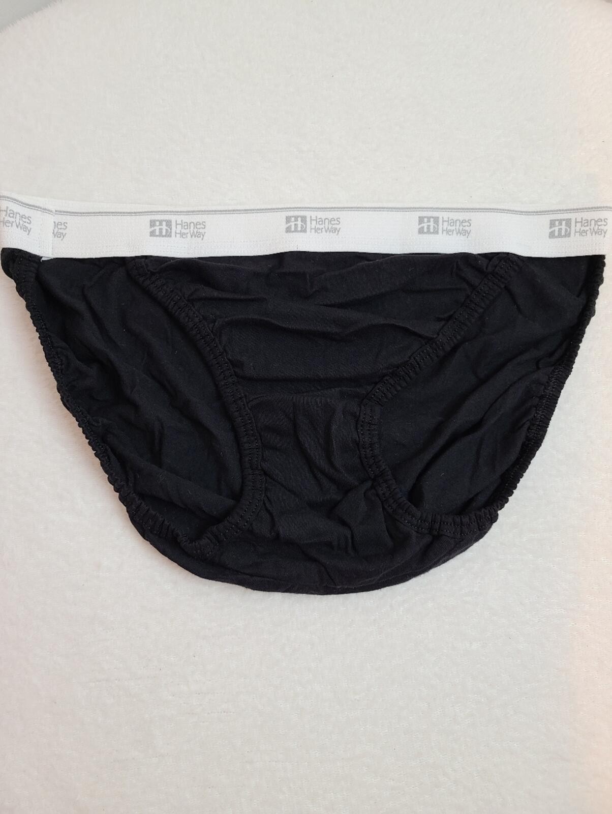 VTG Hanes Her Way Classic Logo Band Cotton String Bikini Panty Size Lg