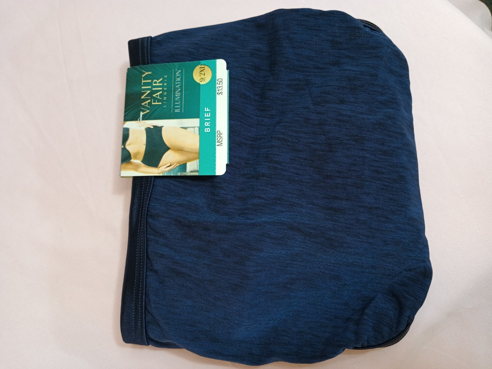 Vanity Fair Illumination Panty Size Nine 2XL Brief Lingerie Ghost Navy Silky
