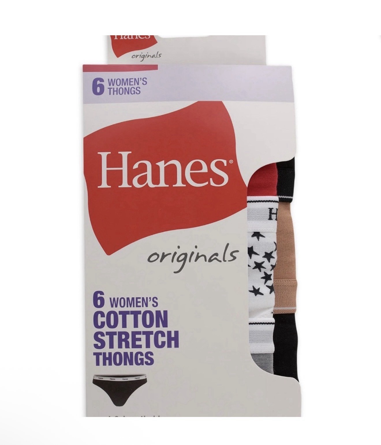 Hanes Originals Women’s Thong Underwear Breathable Stretch Cotton 6-Pack Size 2X