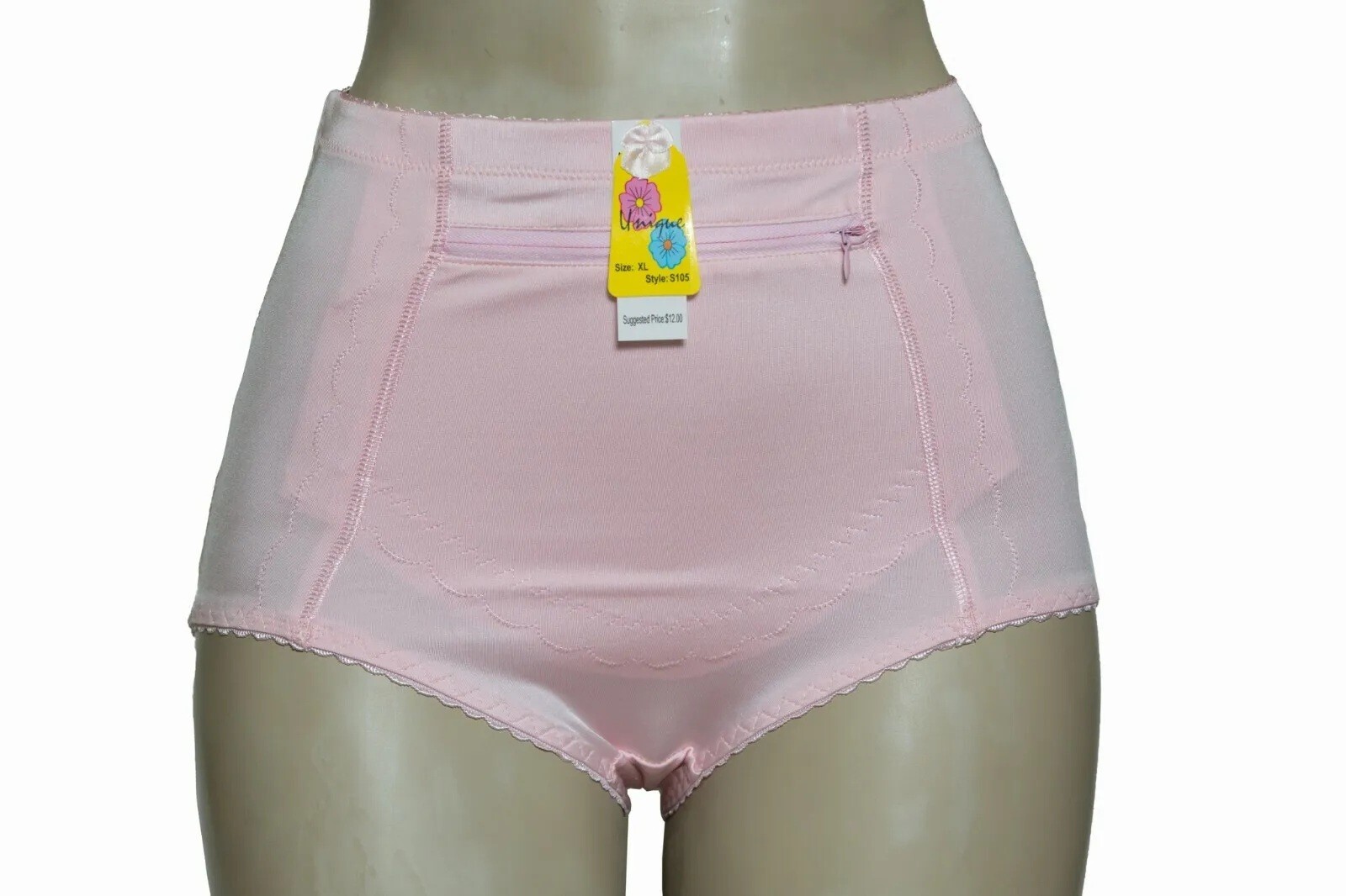 Unique S105 Tummy Control Panties Brief Front Zipper Pocket S M L XL 2XL 3XL 4X