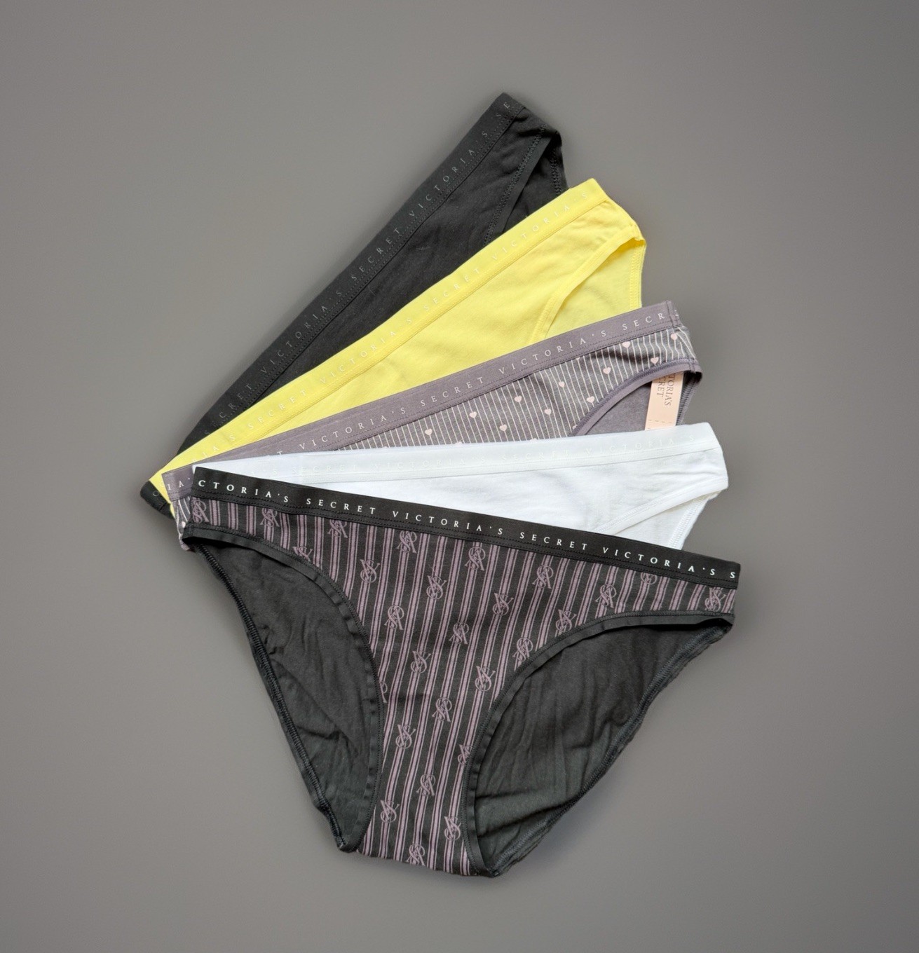 5-Pack Victoria’s Secret sz S Stretch Cotton Logo Bikini Panty Bundle Set Lot