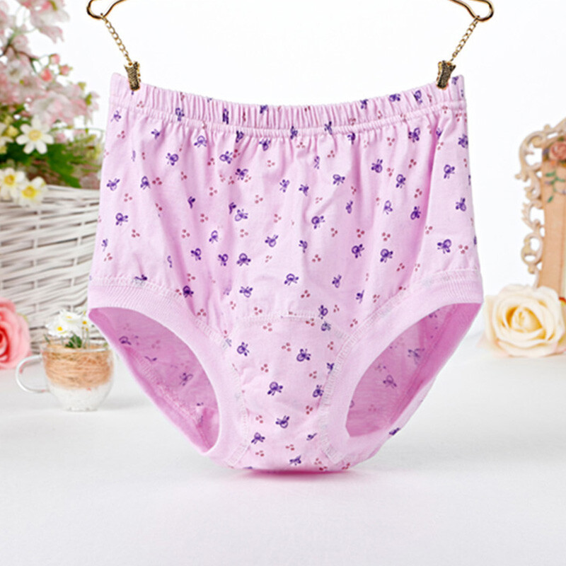 3X Women Cotton Panties Middle-aged Elderly Underwear High Waist Brief Underpant