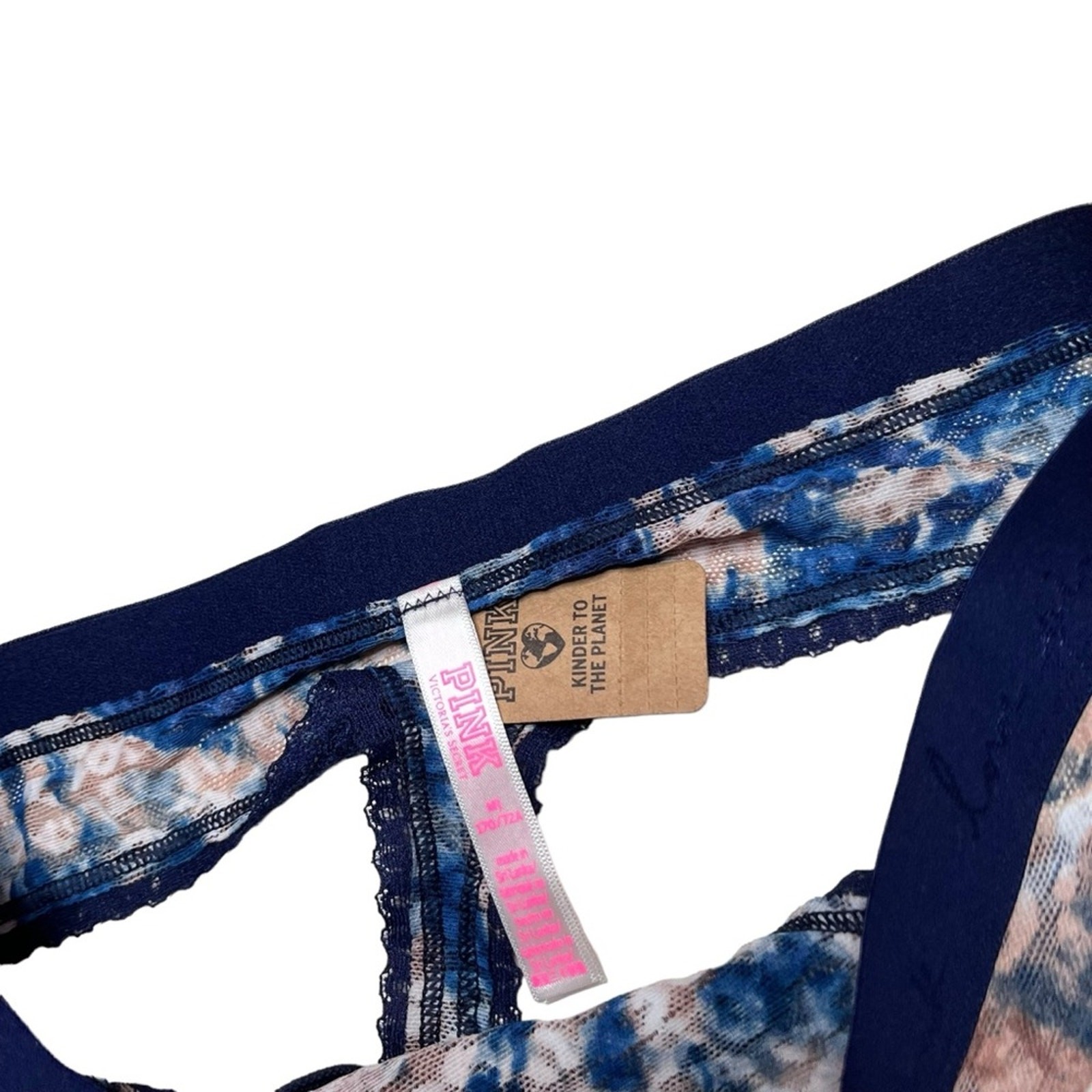 Victoria’s Secret PINK animal jacquard lace thong peach blue tie dye Size Medium