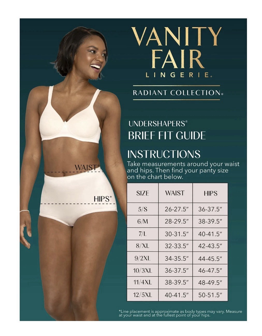 3-Pack VANITY FAIR Radiant Women’s 5XL Undershapers Satin Briefs Light Control