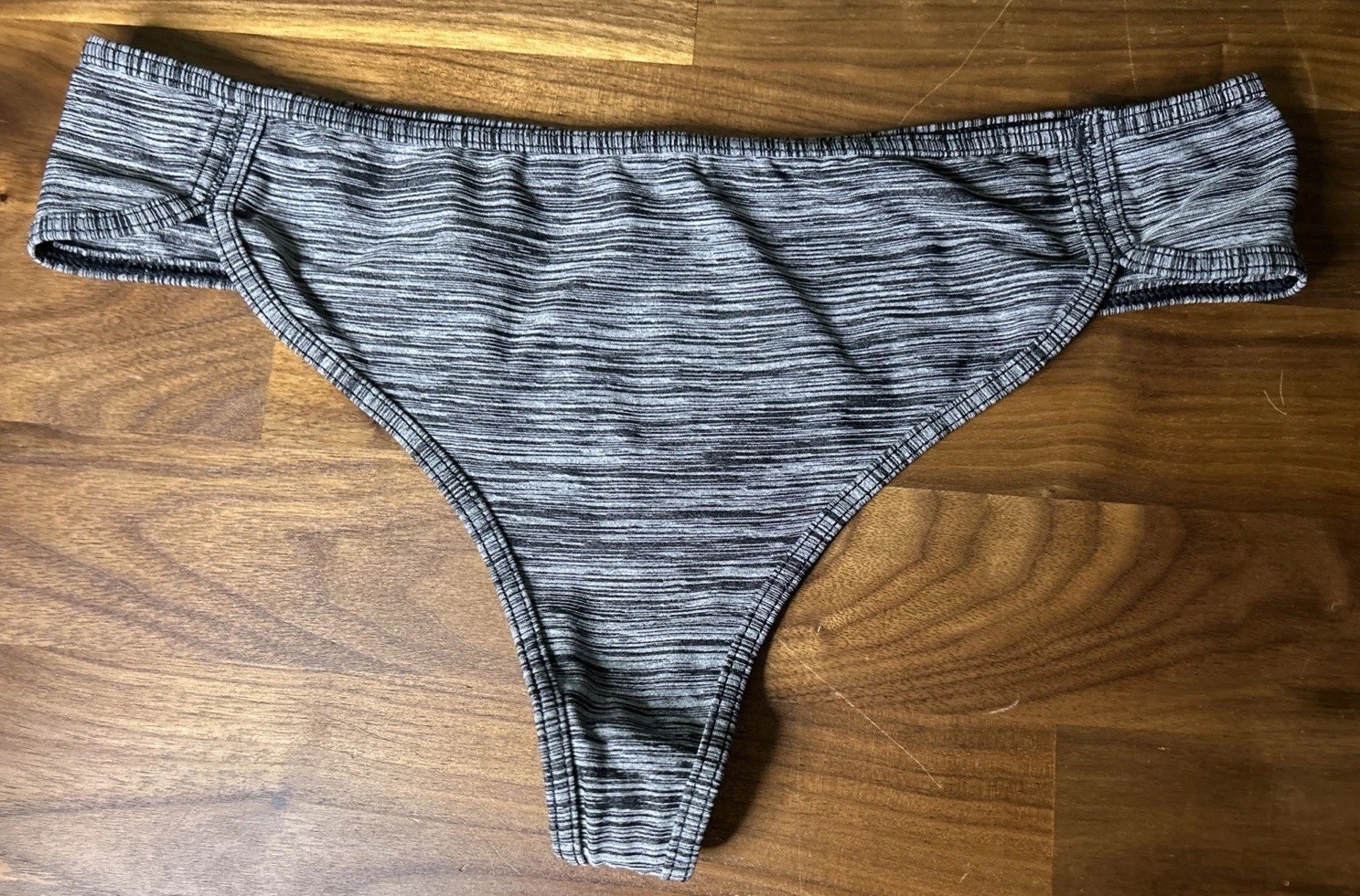 VICTORIA’S SECRET PINK SMALL BAND RARE BOY Cut THONG PANTIES Black Gray Sexy
