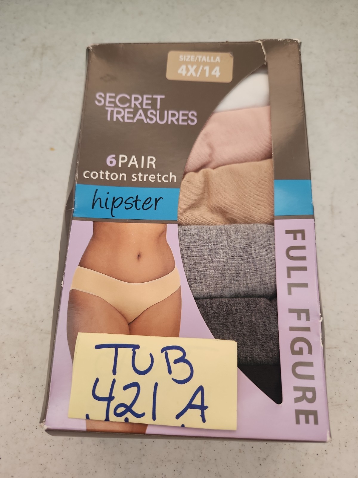 Secret Treasures HIPSTER Panties 4X/14 Cotton Stretch 6 Pair Underwear