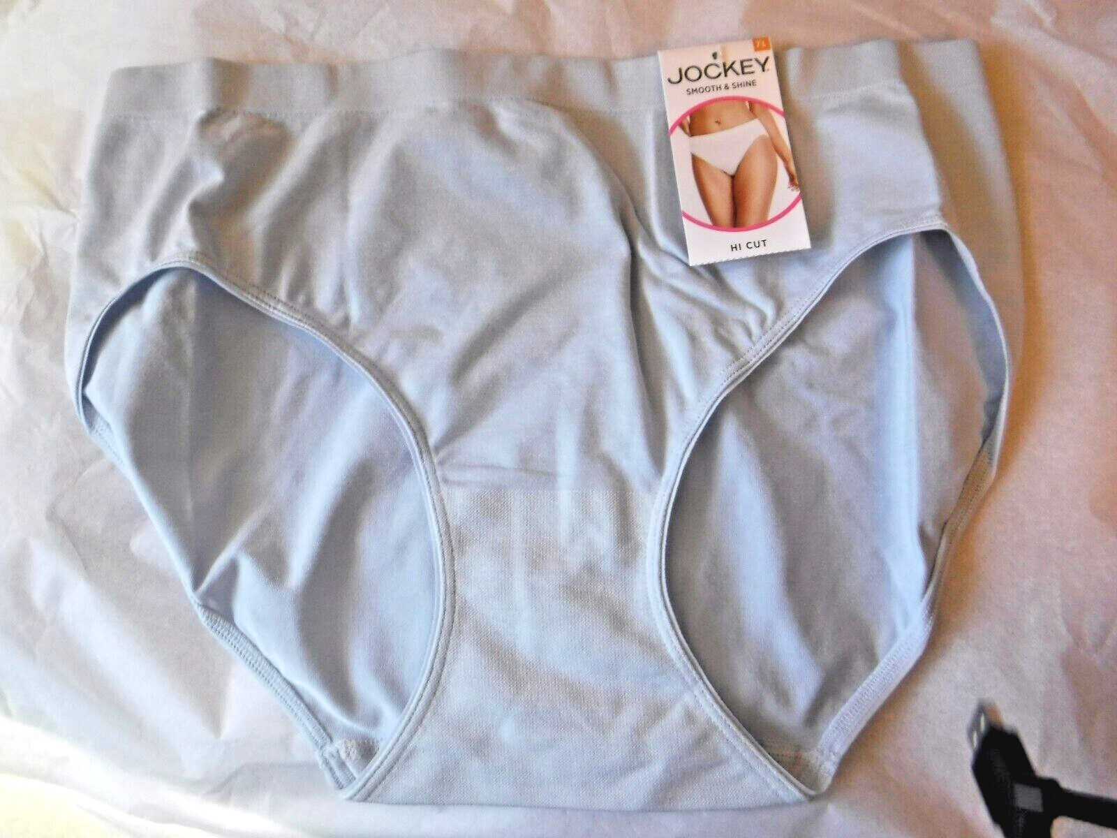 Jockey Smooth & Shine Seamfree Hi Cut Panty size 7 L style 2188 light blue