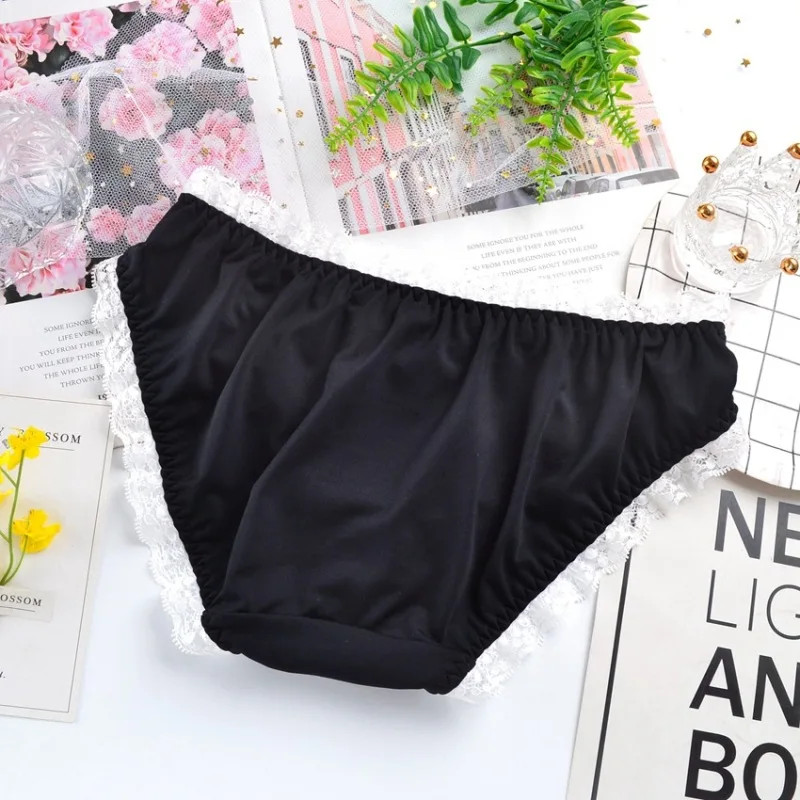 1pc Milk Silk Panties Low Waist Lace Cosplay Cartoon Style Cute Women Lingerie