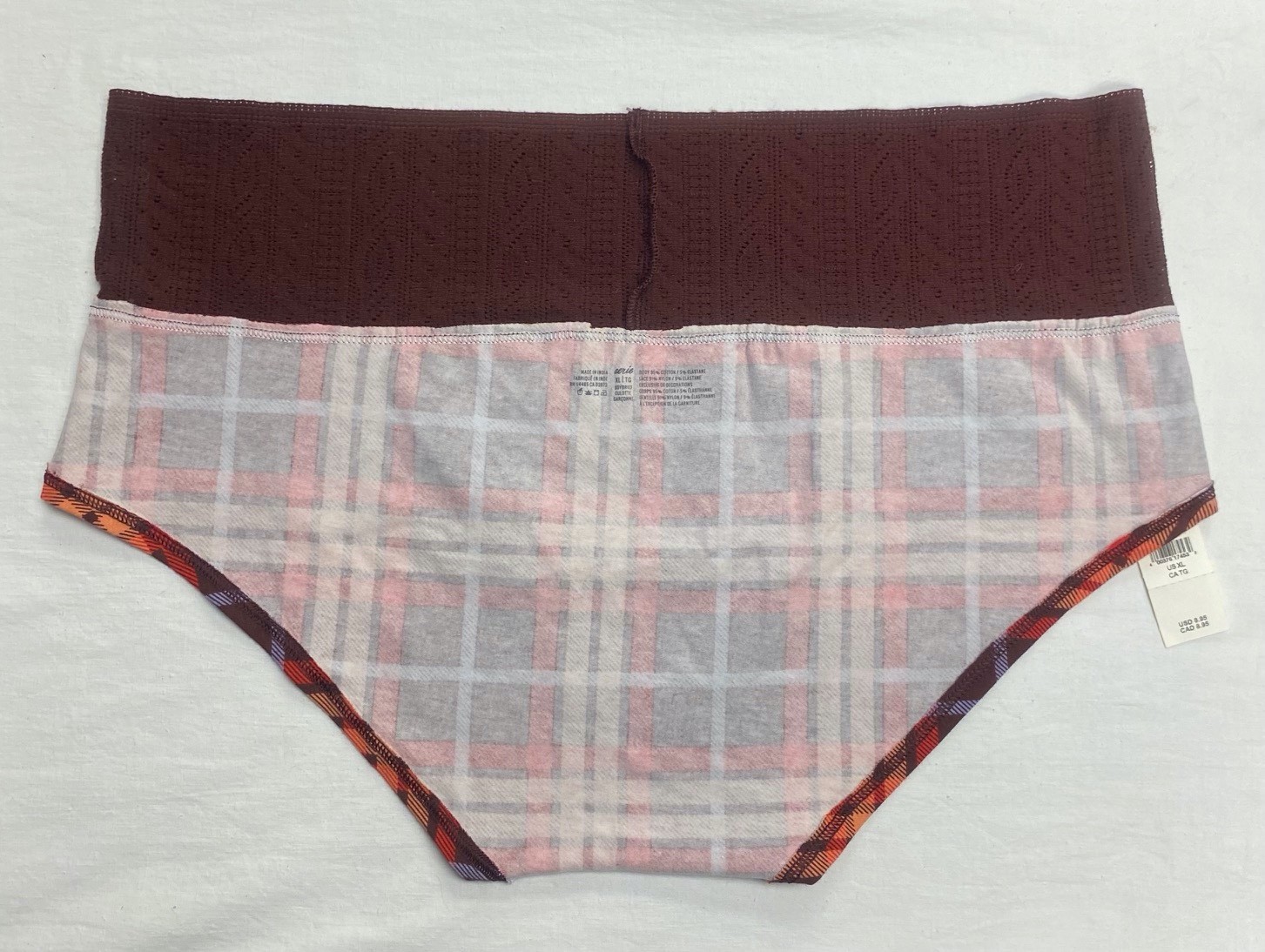 Aerie Cotton Cable Lace Boybrief Underwear — ROYAL BERRY XL