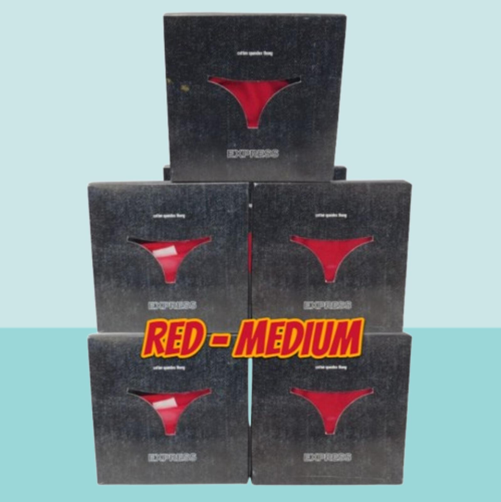 EXPRESS INTIMATES COTTON SPANDEX THONG PANTY RED SIZE MEDIUM BOXED LOT OF 5