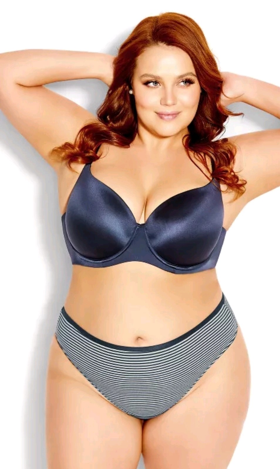 City Chic Ladies Smooth & Chic Thong Underwear size 18 Colour Navy Stripe.2 Pack