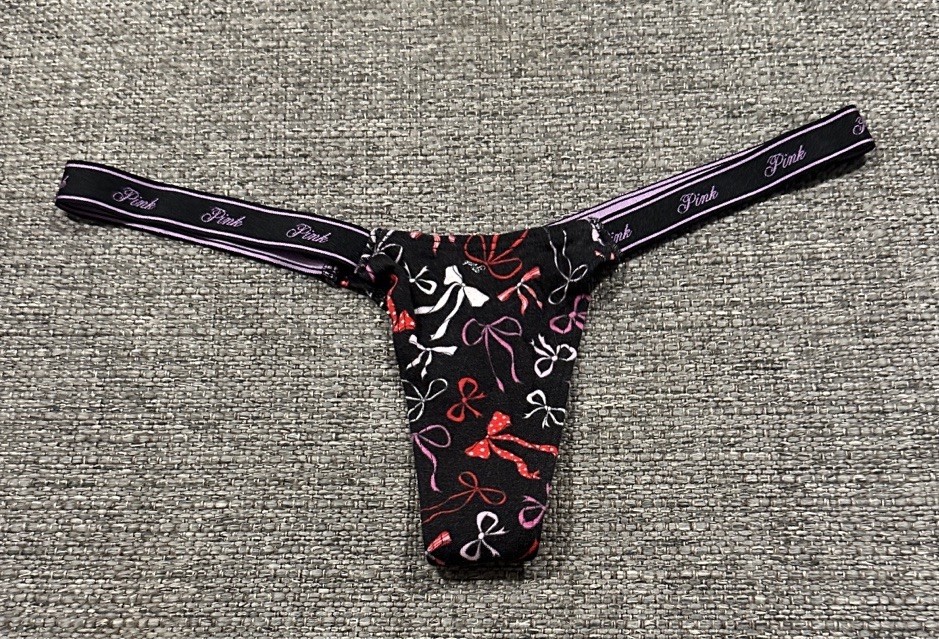 PINK Victoria’s Secret Extra Low Rise Thong Panty Ribbon Design XS NWT