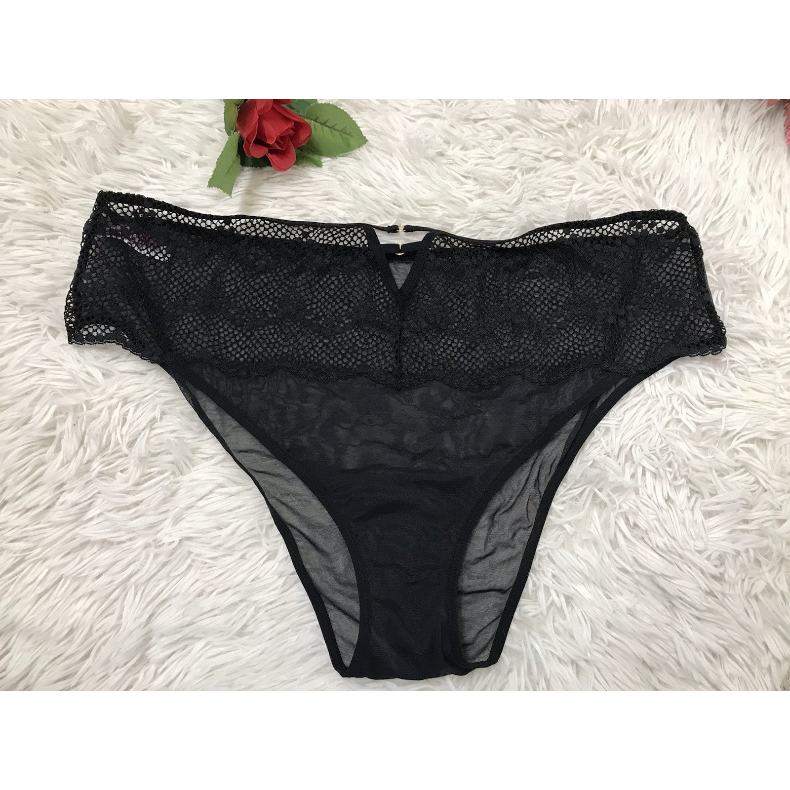 Women’s DKNY DK8623 Dot Mesh Bikini Panty Underwear Size X-Large High Waist NWOT