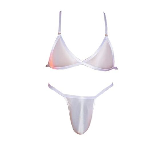 Men Crossdressing Lingerie Clothes, Crossdress Male Apparel Set, One Size White