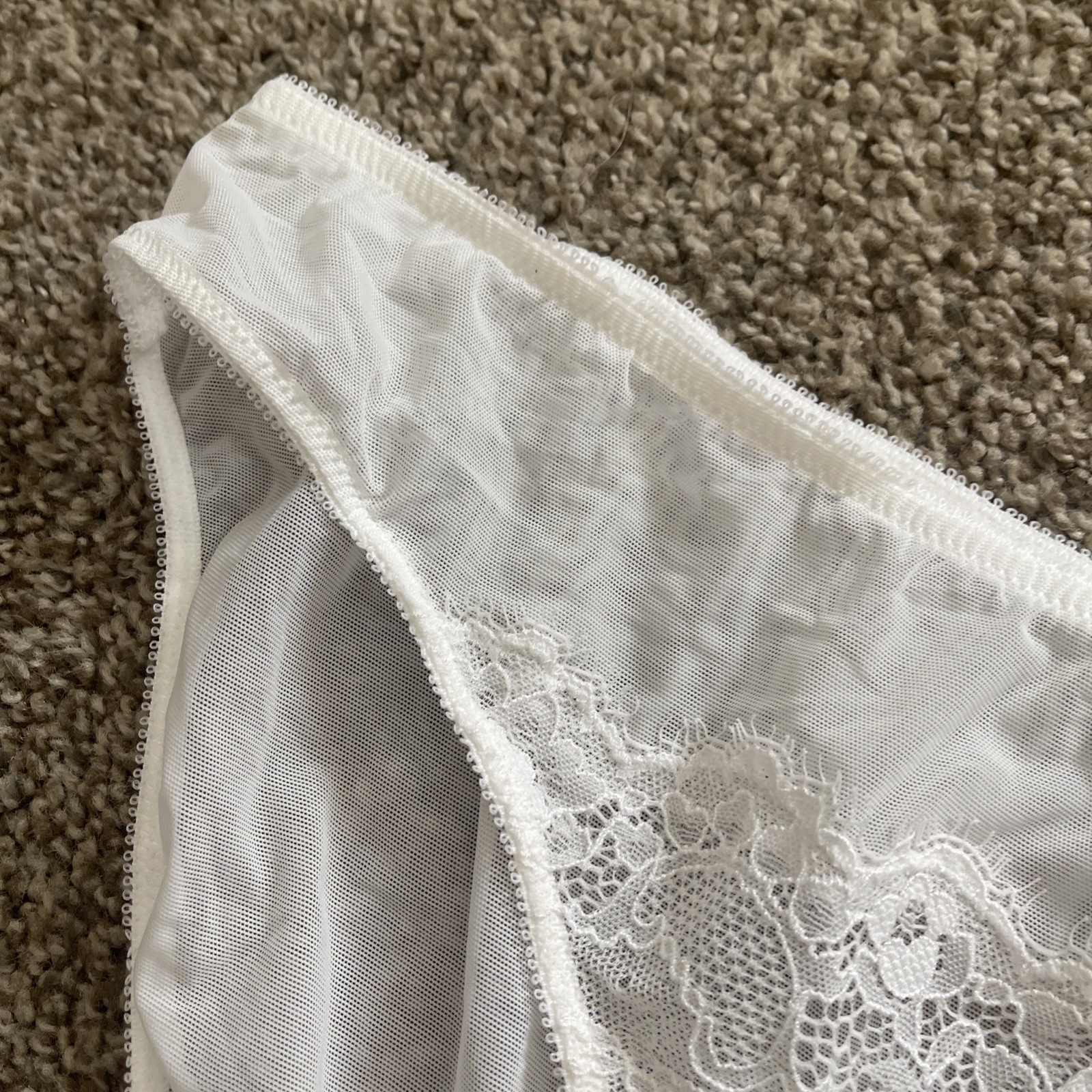 Vtg Gilligan O’Malley Panties White Mesh Lace Sheer 8 XL Sexy Wedding Hicut