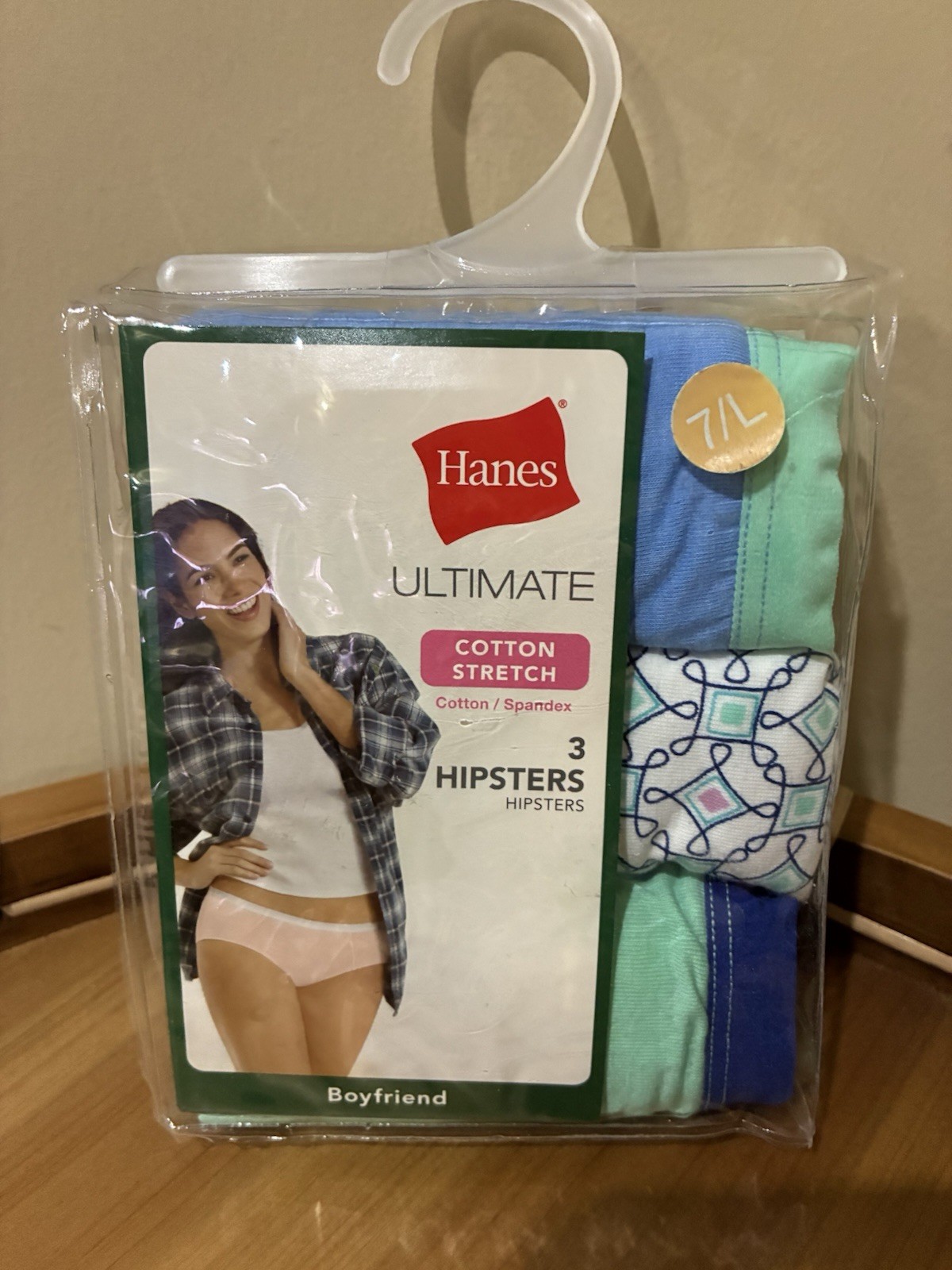 Hanes Ultimate Boyfriend Hipster size 7 large Cotton 3 Pack NEW