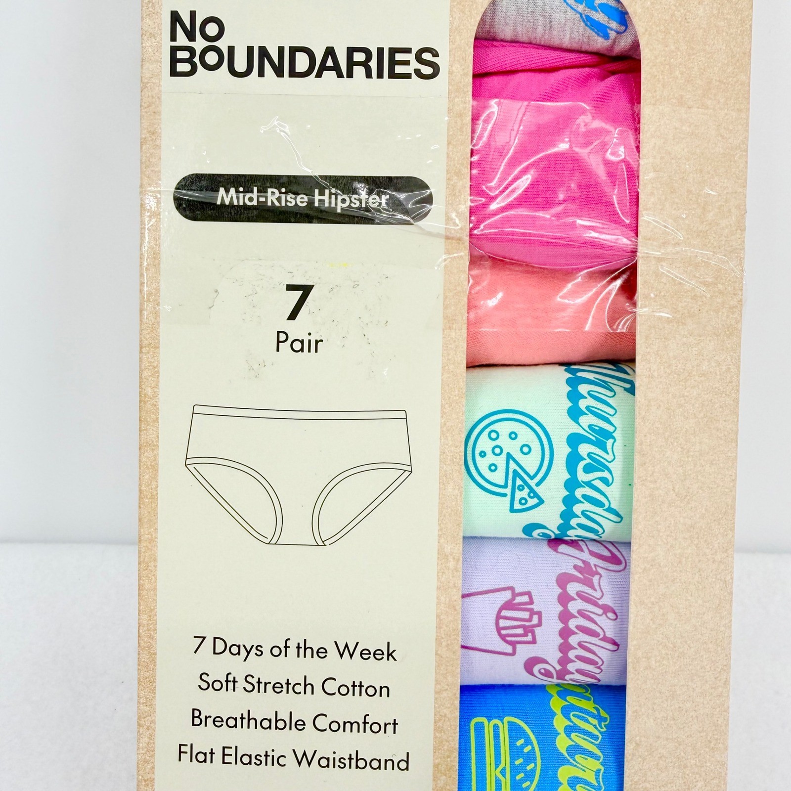 7-Pack NO BOUNDARIES Women’s XXXL (22) Cotton Hipster Mid-Rise Days Of The Week