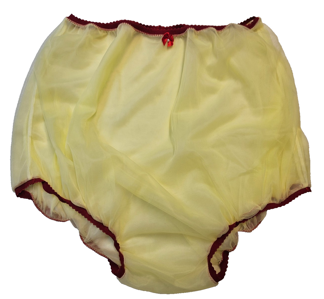 2 Layer YELLOW SHEER Nylon Bloomer Panty NO LACE Men or Women 27-42 Waistband