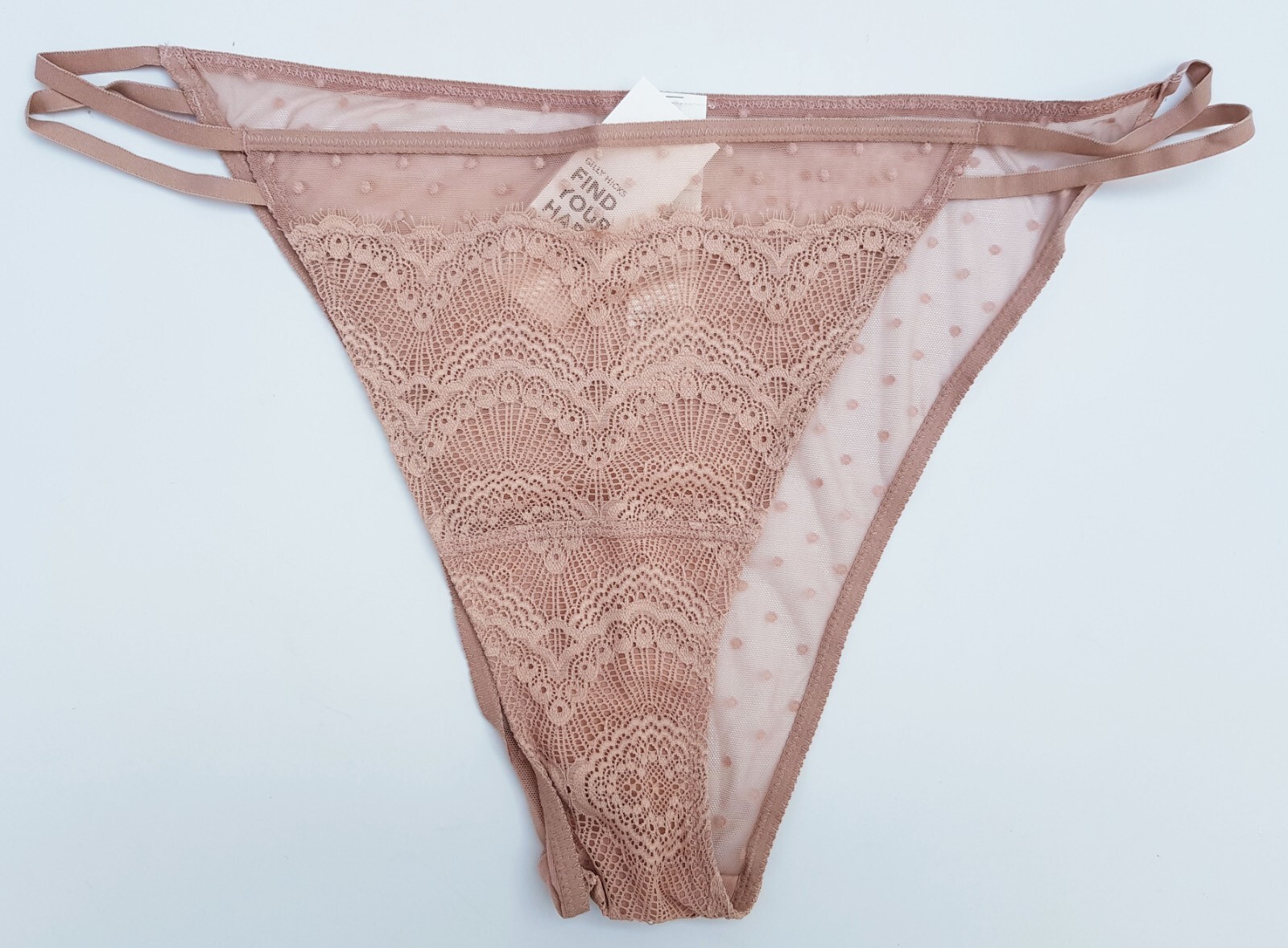 Gilly Hicks Hollister Double Strap Lace Cheeky Pink X-Large 16 UK Knickers Pants