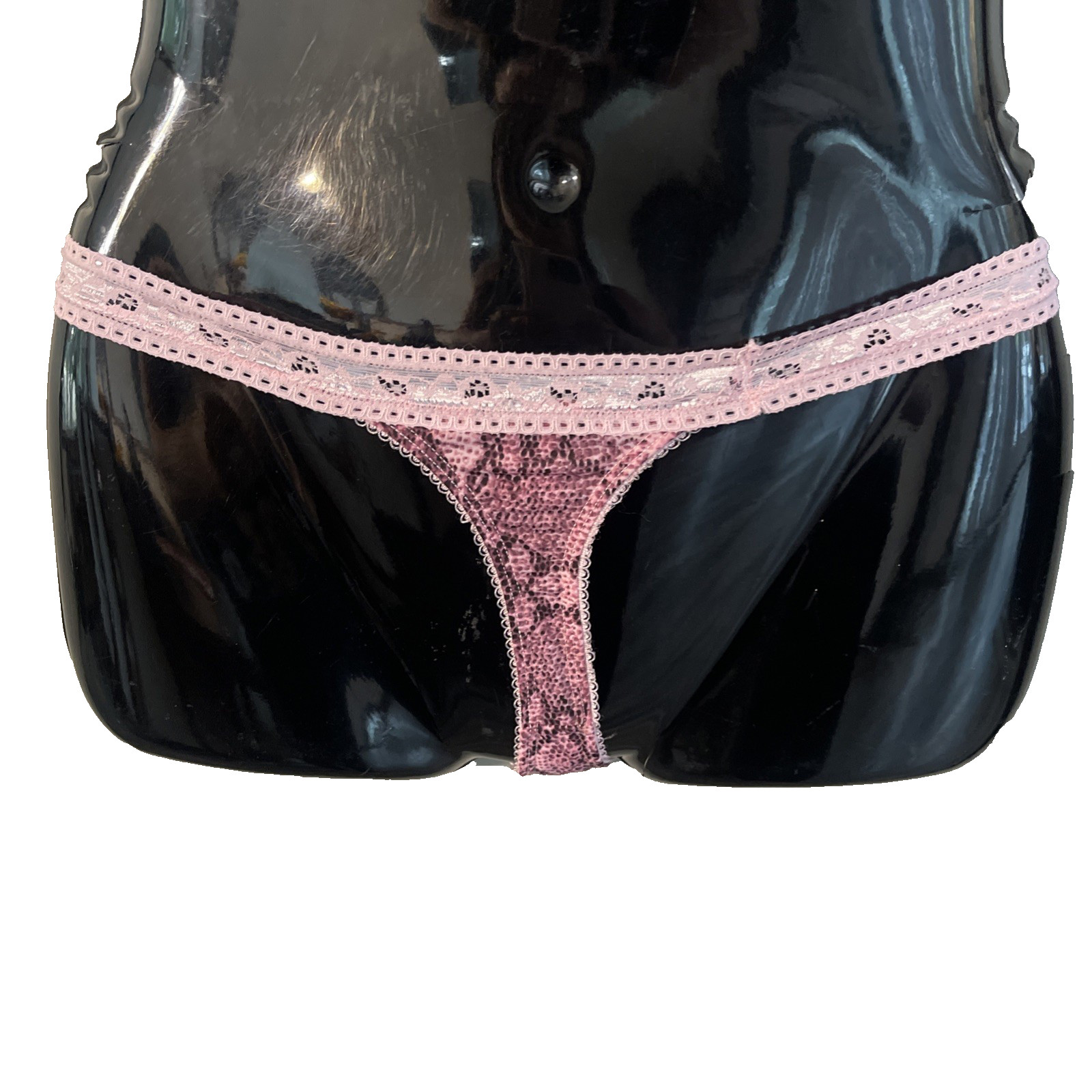 NWT Rampage G String Thong Sissy Panty Lingerie Womens Medium Pink Black Snake