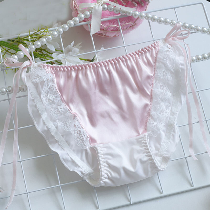 Cute Girls Faux Satin Lace Panties Underwear Briefs Low Waist Princess Knickers