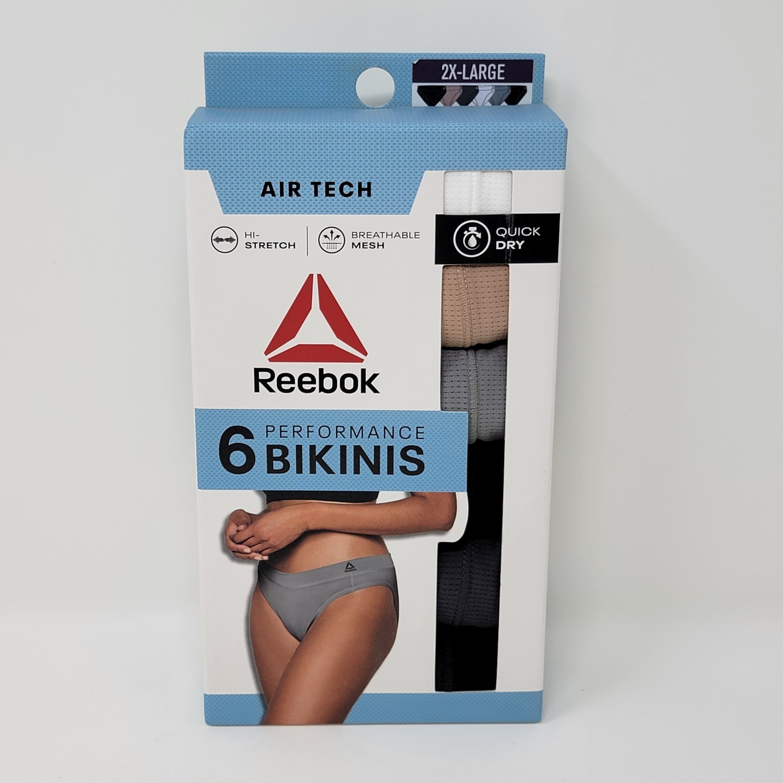 New! Reebok Women’s 2XL Air Tech Stretch Mesh Performance Bikinis Boxed 6-pack