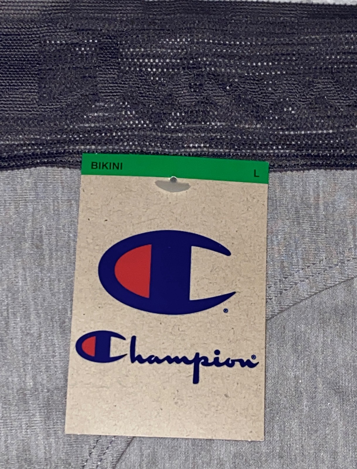 CHAMPION Wide Lace Logo Waistband Oxf Grey Heath Bikini Panty Womens S M L XL 2X