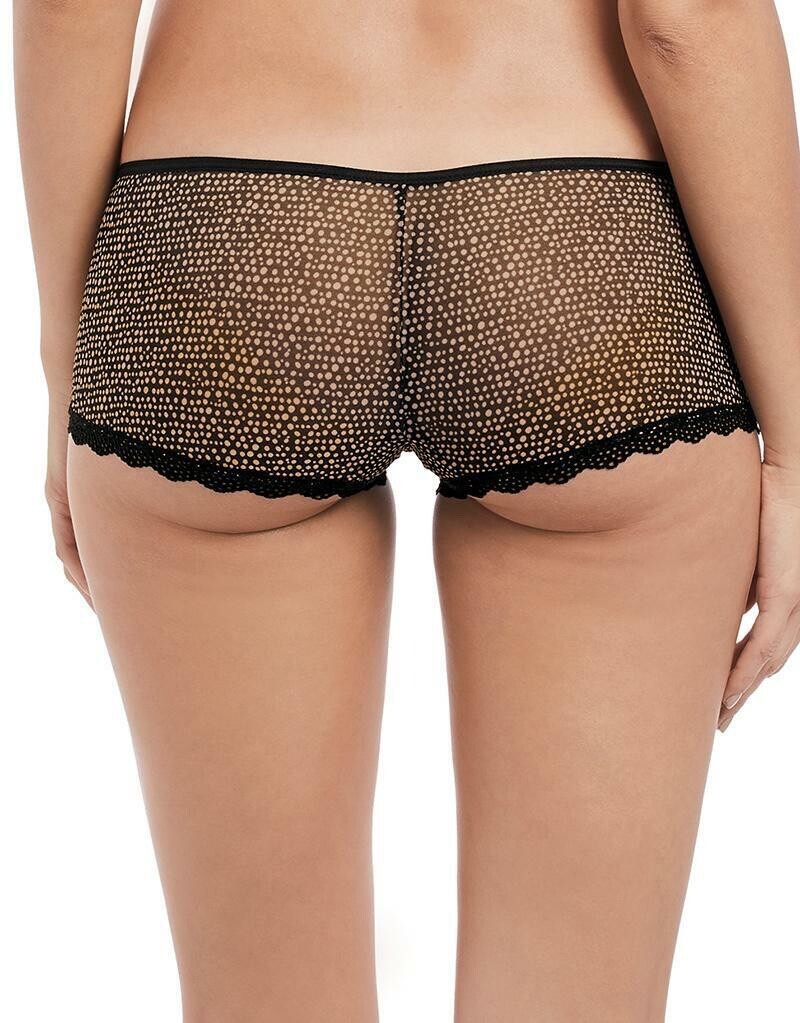 Freya Summer Haze Short Brief Size S 10 12 Black Beige Spot Sheer Knickers 3996
