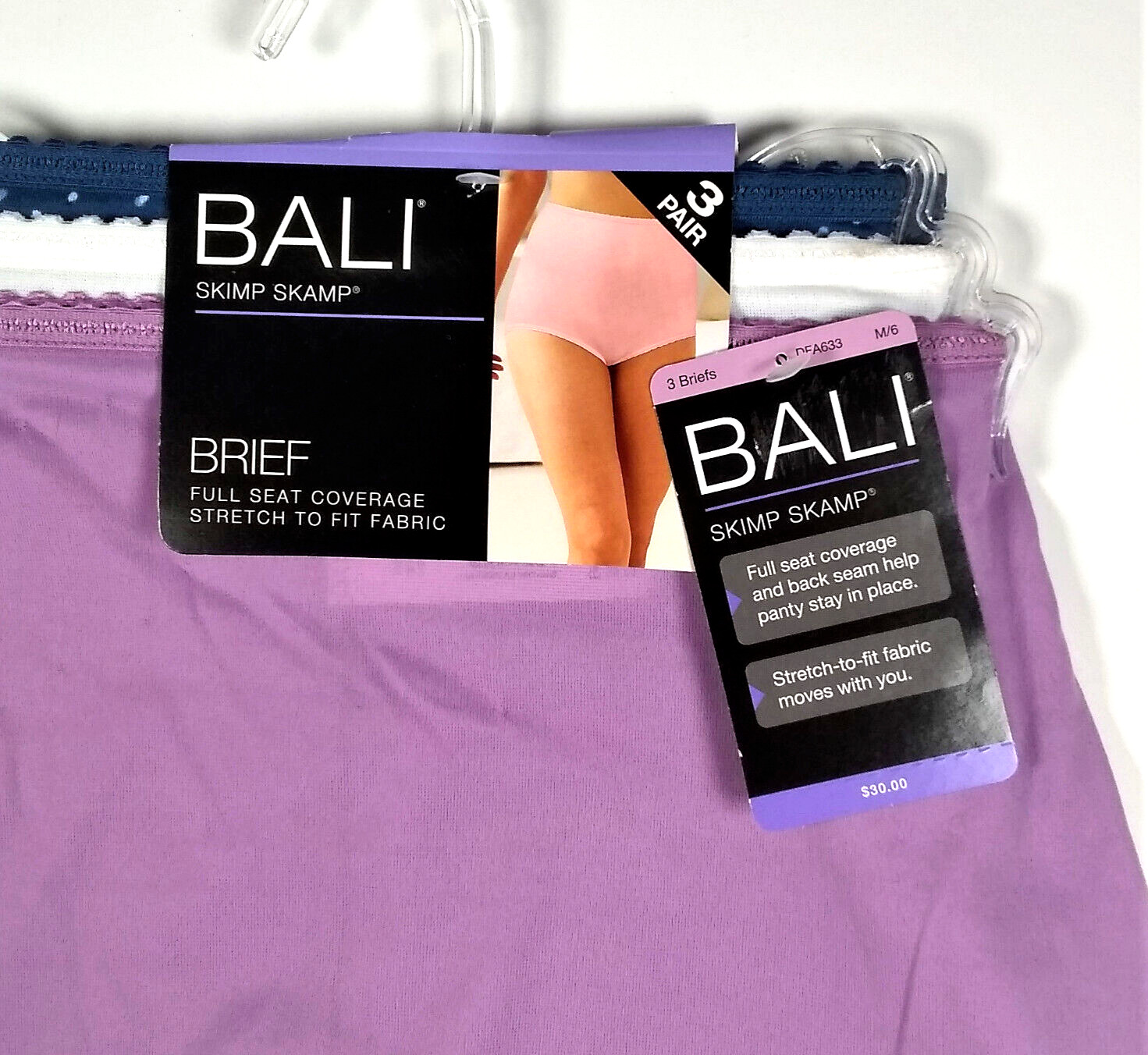 Bali Women’s Panties Briefs Size 6 Medium Skimp Skamp 3 Pack $30 NEW