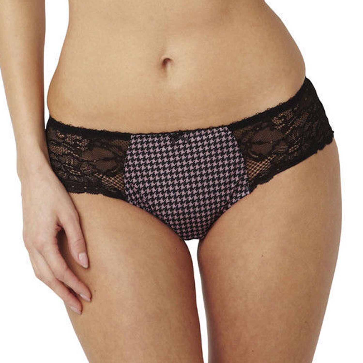 Szs 8,10,14,16,20 | Panache Jasmine Black&Pink Houndstooth Brief | Jasmine 6952