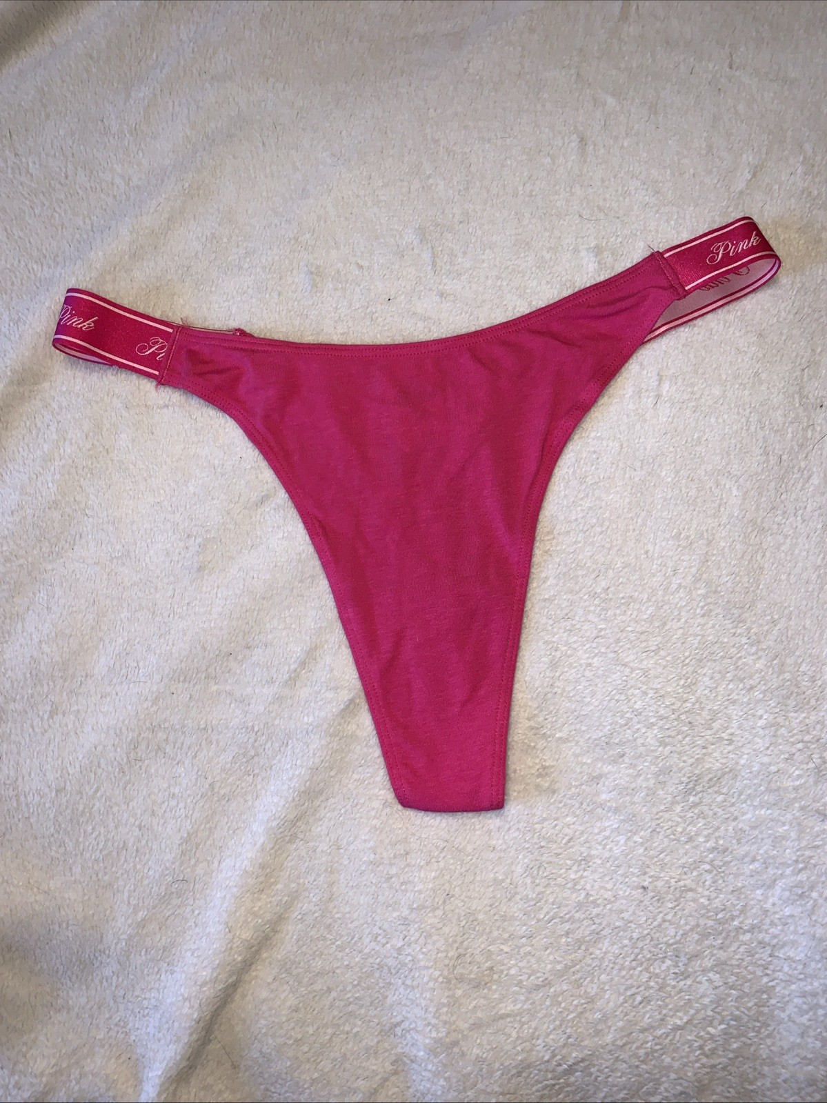 Victoria’s Secret Pink Thong String Cotton Panties XL Logo Band Pink NWT’s