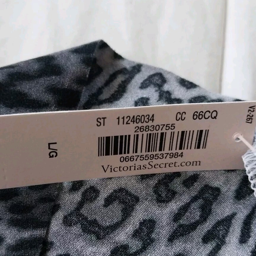 Victoria’s Secret GRAY BLACK LEOPARD CHEETAH No Show Thong Panties Large NWT