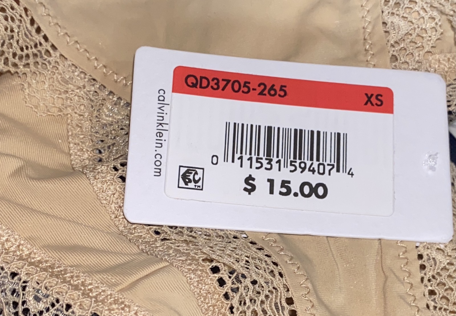 CALVIN KLEIN Radiant Lace Trim Bare Nude Thong Panty Women XS 4 S 5 M 6 L 7 XL 8