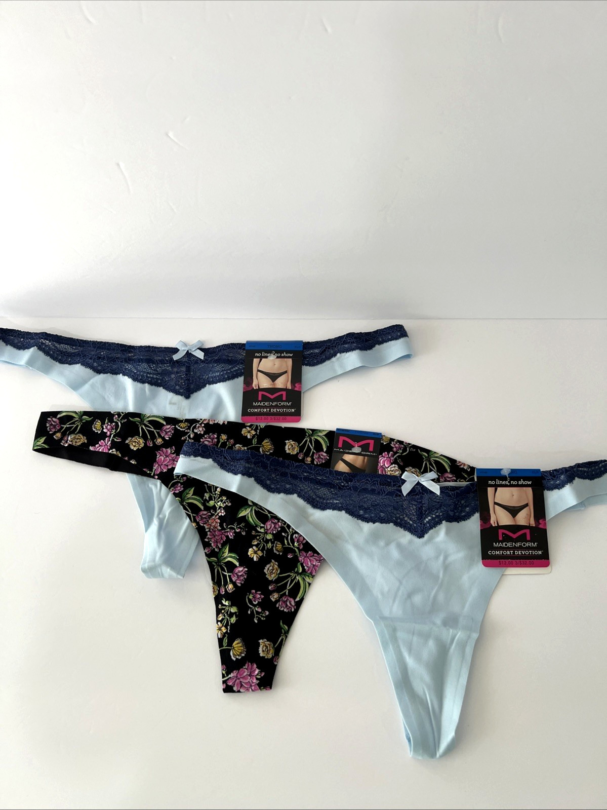 Maidenform 3 Pairs Comfort Devotion Thong Panty Size XL/8 Mixed Lot 40149 NWT
