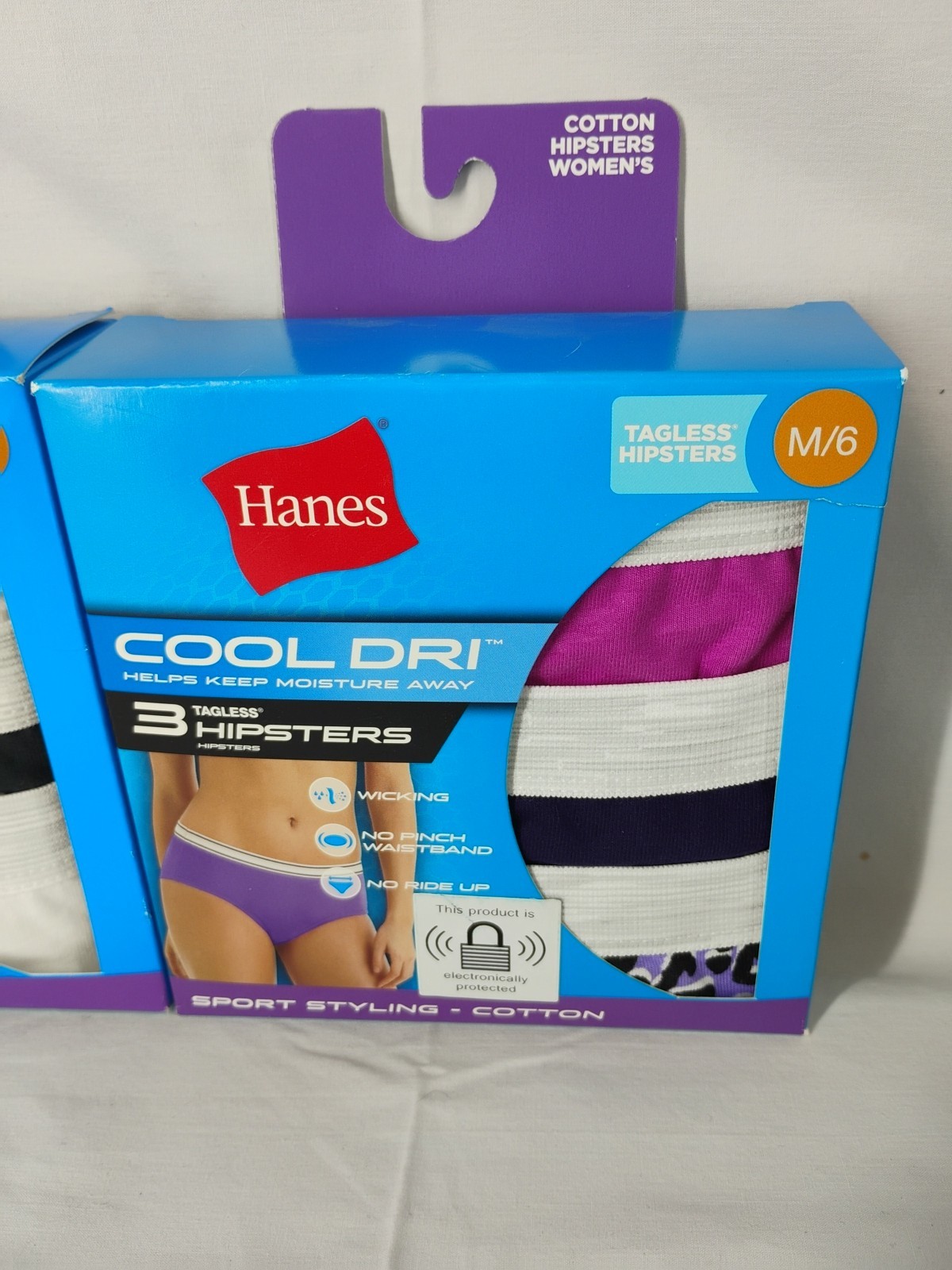 Hanes Womens Cool Dri Hipster Panties 6 pair Sz M/6 Tagless NEW in Box (2) 3pks