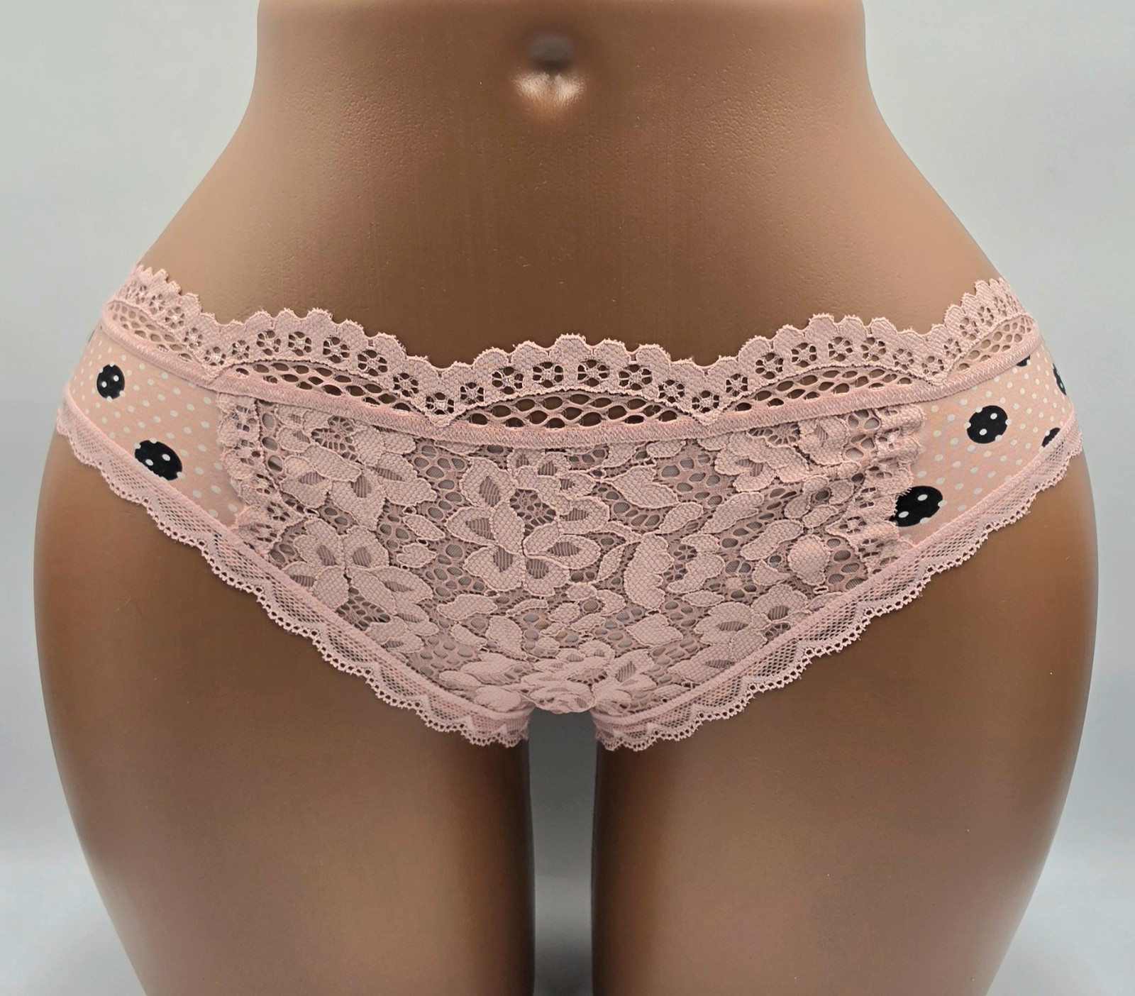 Victoria’s Secret Body by Victoria Bikini Panty Rose Pink Polka Dot Lace NWOT La
