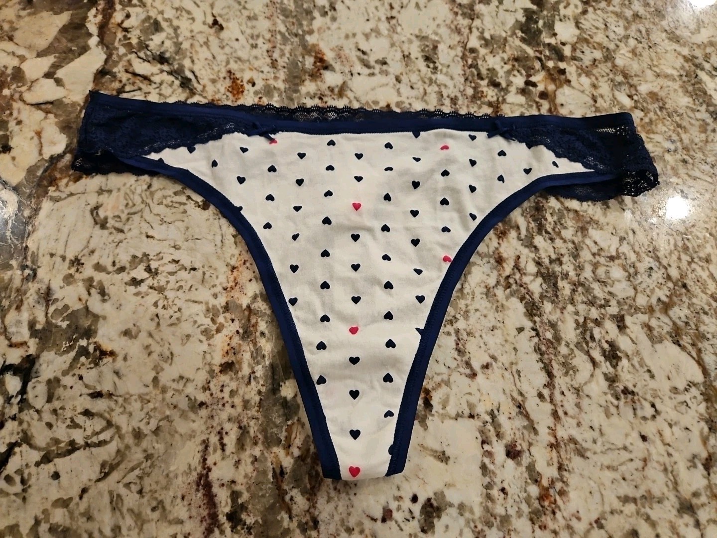 Victoria’s Secret Cotton Lace Waist Thong Panty Large