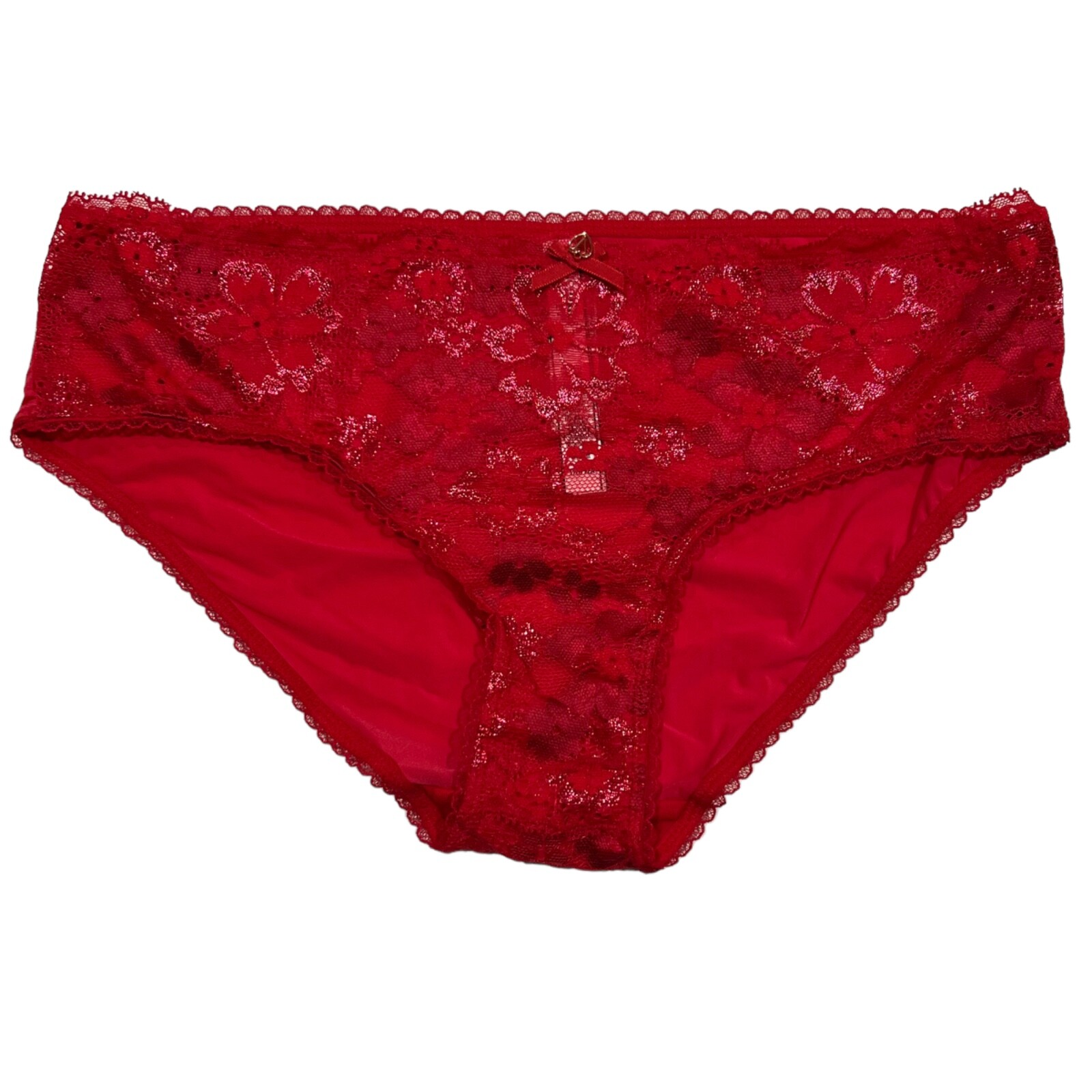 NWT VICTORIA’S SECRET Body By Victoria Hipster Pantie Sz M-L-XL Red Silky Lace