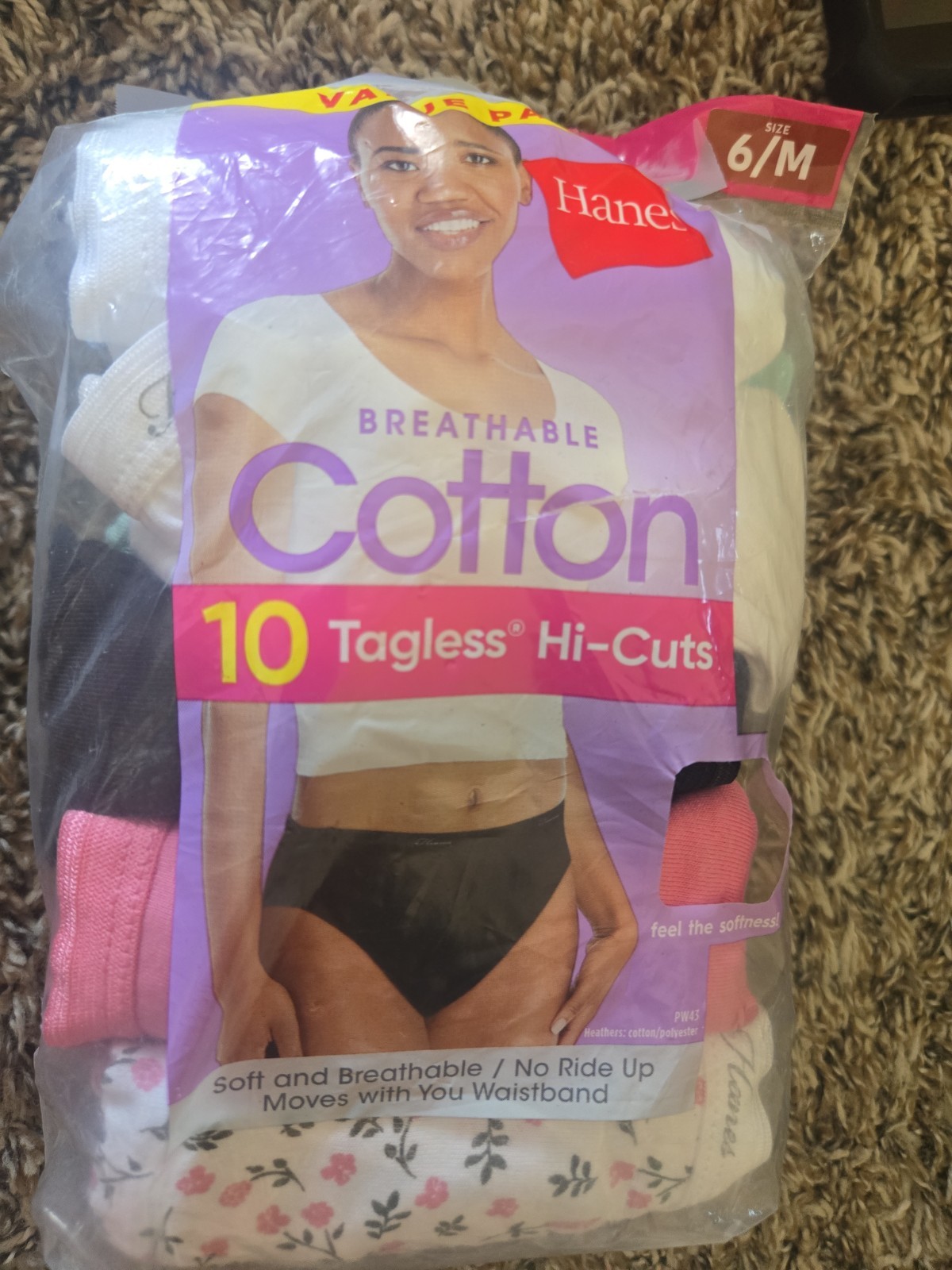 *10 Pk Hanes Breathable Cotton Tagless Hi-cuts Value Pack New Size 6m
