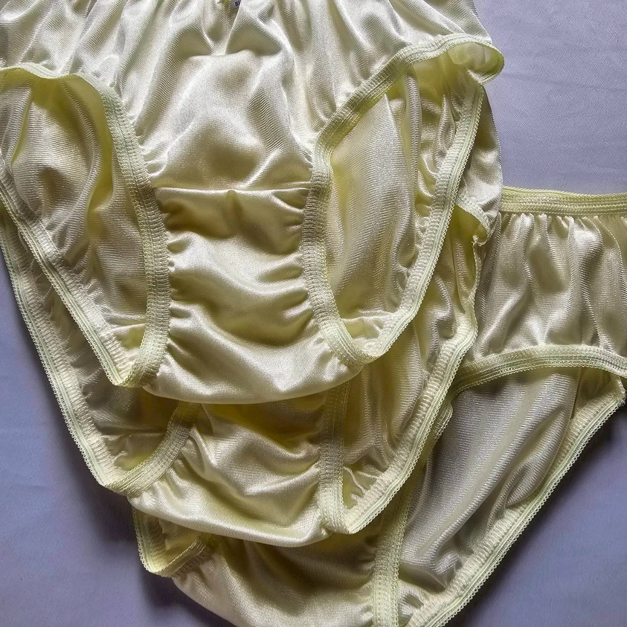 6pcs Yellow Bikini Panties Nylon Underwear Woman Briefs Soft Silky Hip 34″-38″ L
