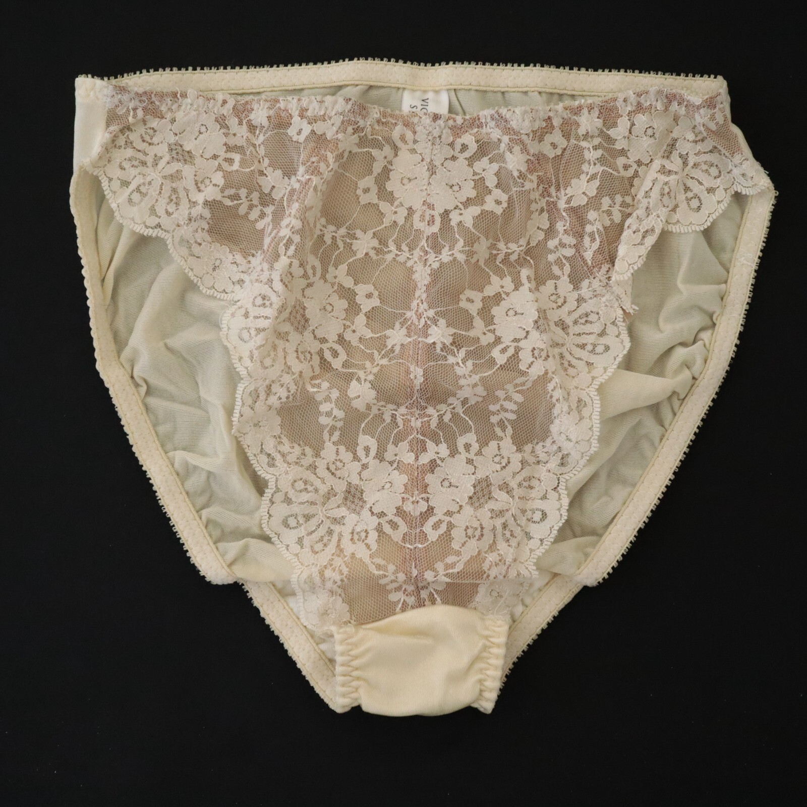NEW Victoria’s Secret VTG 90s Y2K Silky Back Lace High Cut Brief Panty SMALL