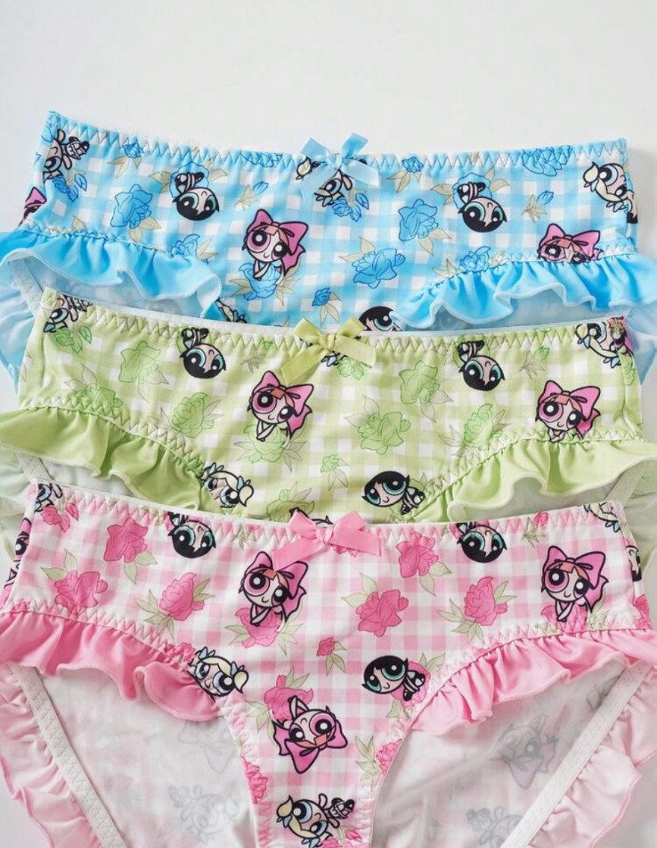 Powerpuff Girls Licensed Kawaii Y2K Cute Cartoon Brief Panties size L pack of 3
